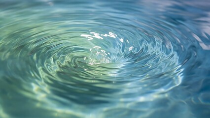 Calming water spiral with shimmering light reflections