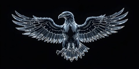Majestic eagle with outstretched wings in sleek metallic finish