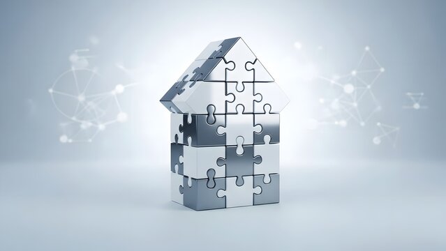 Completed puzzle block structure symbolizing success