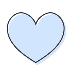 シンプルなハートの手描きイラストアイコン 版ズレ  水色
