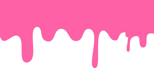 Melting and dripping pink strawberry. melted pink paint. Dripping Pink Cream Texture. Melted Liquid Paint Isolated on Transparent Background.