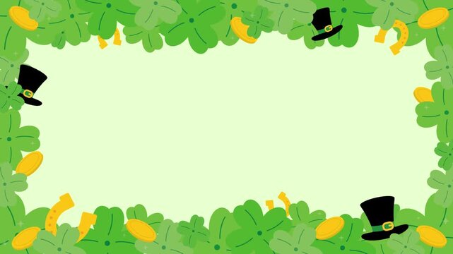 Animated Lucky Green Clover Frame Background
