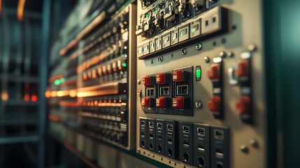 Close-up of control panel with illuminated buttons.