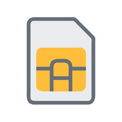 Obraz premium Isolated SIM card flat icon with grey rim against black backdrop