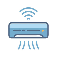 Illustration of a smart air conditioner unit with wireless connectivity on black backdrop