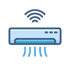 Smart Air Conditioner with WiFi Connectivity on Black Background Illustration