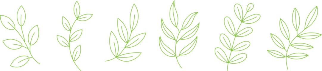 Minimalist Green Leaf Vector Set for Botanical Design © UIA Design 