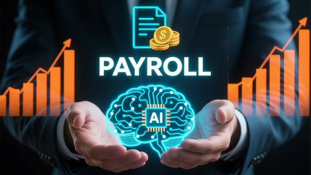 Payroll automation technology enhances financial management and employee salary processing online with AI brain chip integration boosting accuracy efficiency in payroll systems