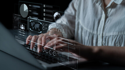 A comprehensive business intelligence dashboard for data analysis. The interface displays global metrics, team performance charts, and financial reports for strategic planning. Fermion