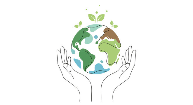 Embrace a greener future with our Earth in your hands, showing growth and sustainability in a clean, minimalist design perfect for eco-conscious brands