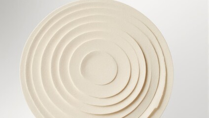 Obraz premium Concentric circles in a minimalist design, textured surface, neutral tones.