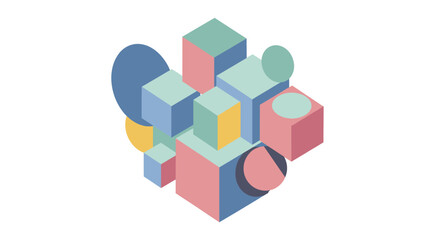 Modern pastel geometric shapes composition for creative projects, dynamic background for websites and presentations, fresh and trendy design element