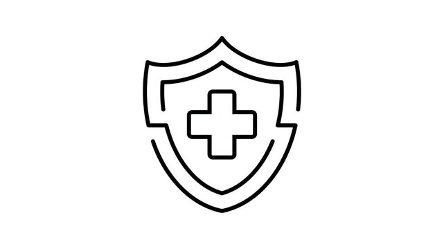 health shield icon line graphic animation