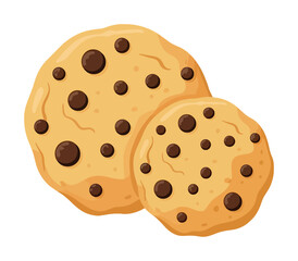 Round golden brown chocolate chip cookies with dark brown chips