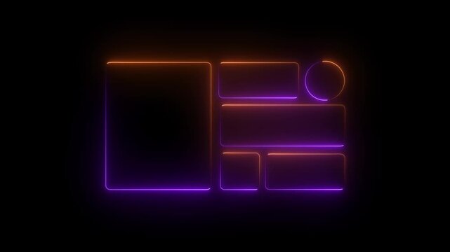 Glowing line frame web neon box pattern. Animated neon glowing frame. empty neon box. glowing and futuristic energy line animation video. box frame neon frame overlay animation video. black background