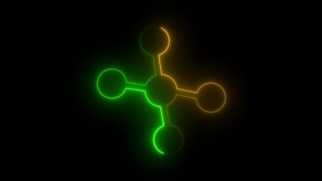 atom education rad and green saber animation Glowing video on black background