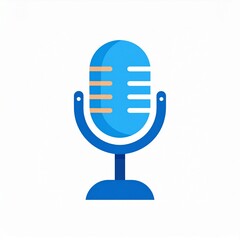 Vintage microphone icon, a symbol of audio recording and broadcasting, presented in a clean, flat design style on a white background