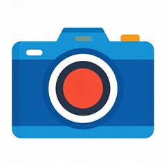 Vibrant blue digital camera icon representing photography, memory capture, and visual storytelling, perfect for modern applications and creative projects