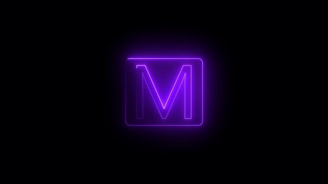 Gmail neon glowing icon. Abstract neon shine mailbox icon animation with black background
