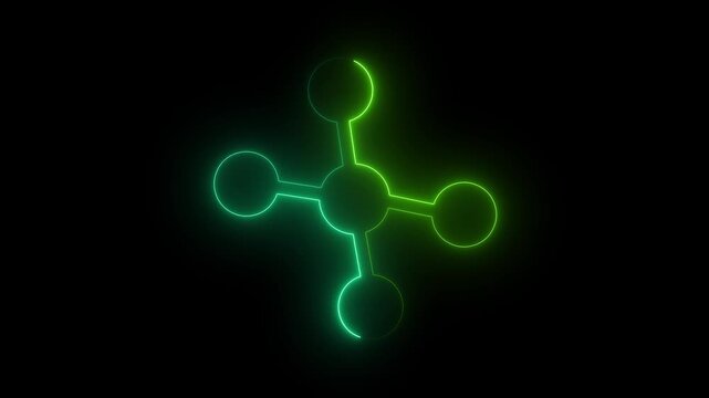 atom education rad and green saber animation Glowing video on black background