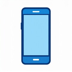 Simple blue outlined smartphone graphic with a plain light blue screen on a white background, representing a mobile device