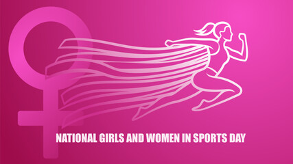Female Athlete Silhouette with Venus Symbol for National Girls and Women in Sports Day