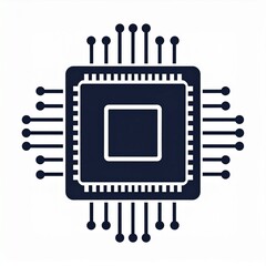 Sleek digital processor unit icon, symbolizing cutting-edge information technology, data processing, and electronic innovation in modern systems and advanced computing