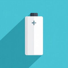 Battery power icon, clean flat design with long shadow effect, symbolizing energy and charging