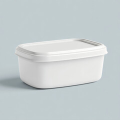 Blank Plastic Food Container Mockup on Light Blue Background
