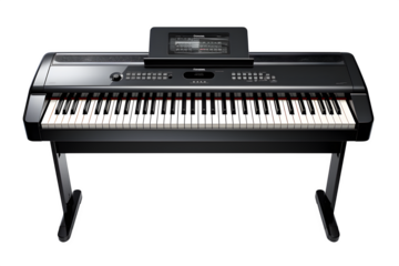 Modern digital piano with built-in screen and keyboard
