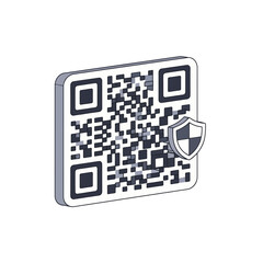 Qr Code Icon With Shield Of Security.