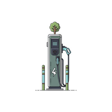 Illustrated Gas Pump with Tree Growing from Top.