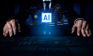 AI core technology presented with digital circuit connections, symbolizing AI systems, processing power, and integration into modern digital platforms Vouch