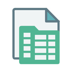 Icon of spreadsheet file on black background depicting data analysis and management