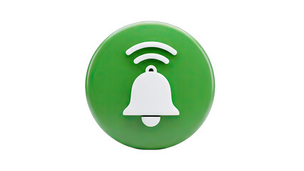 Green Notification Bell Icon on White Background