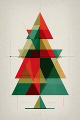 Modern Geometric Christmas Tree Abstract Design with Colorful Triangles