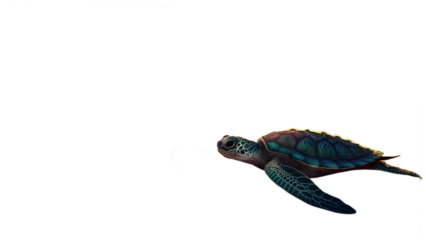 Close-up Digital Illustration of a Baby Sea Turtle with Iridescent Shell