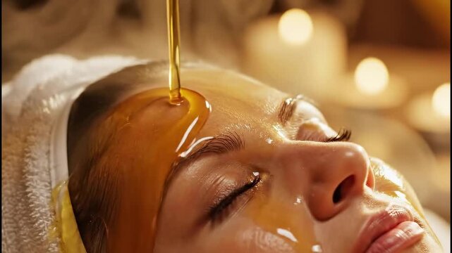 Pouring Warm Oil on Forehead Ayurveda Treatment Slow Motion