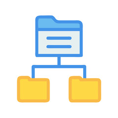Stylized hierarchical directory structure showing parent folder with two children folders.