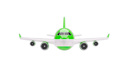 Green Airplane Isolated on White Background