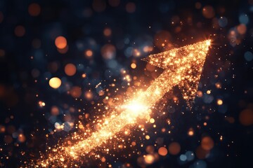 Brilliant upward trending arrow sparkles with bright energy, inspiring business growth and optimism for a successful future with innovative solutions