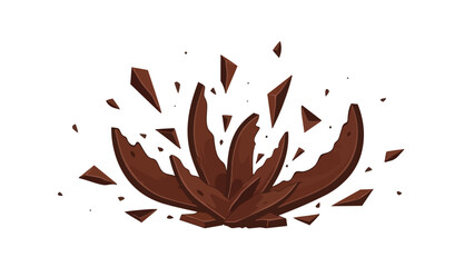 Explosive cocoa fragments captivating a dynamic sweet sensation