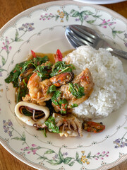 Thai food, spicy mixed seafood salad, Thai spicy food recipe,Spicy seafood, Yum Spicy seafood