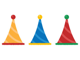 vector design of party hats in various colors isolated on a white background