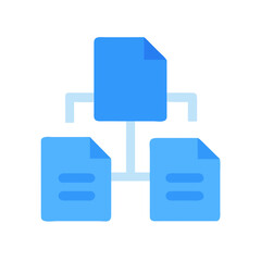 A flat vector image of a flowchart with documents on a black background