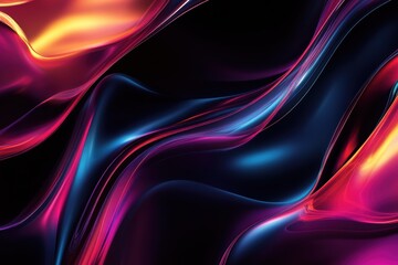 Gradient sleek glass effect on a black background a futuristic aesthetic featuring a cool neon glow, smooth flowing waves, and transparent layered depth evokes dynamic motion and modern ...