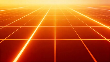 Futuristic glowing orange tunnel with neon perspective grid