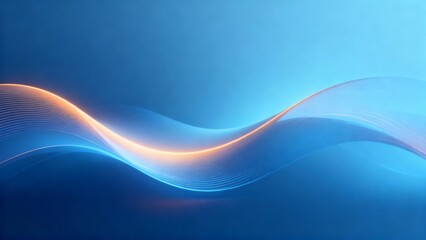 Calm futuristic blue abstract background with glowing wave