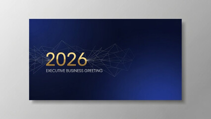 2026 Executive Business Meeting background modern abstract geometric design with golden year and tex