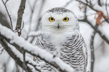 Snowy Owl in Branches